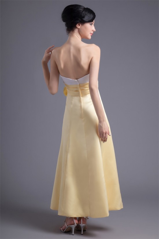 A-Line Ankle-Length Satin Soft Handmade Flowers Bridesmaid Dresses 02010183 A-Line Ankle-Length Satin Soft Handmade Flowers Bridesmaid Dresses 02010183