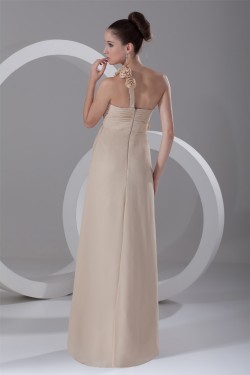 Sheath/Column Sleeveless Chiffon Handmade Flowers Bridesmaid Dresses 02010186