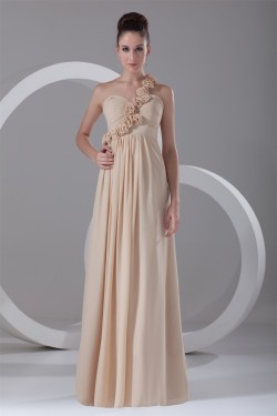 Sheath/Column Sleeveless Chiffon Handmade Flowers Bridesmaid Dresses 02010186