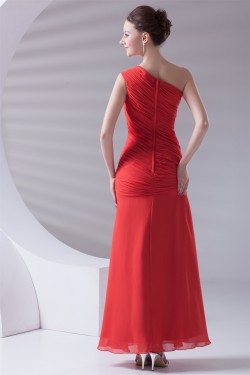 Ankle-Length Sheath/Column One-Shoulder Long Red Bridesmaid Dresses 02010188