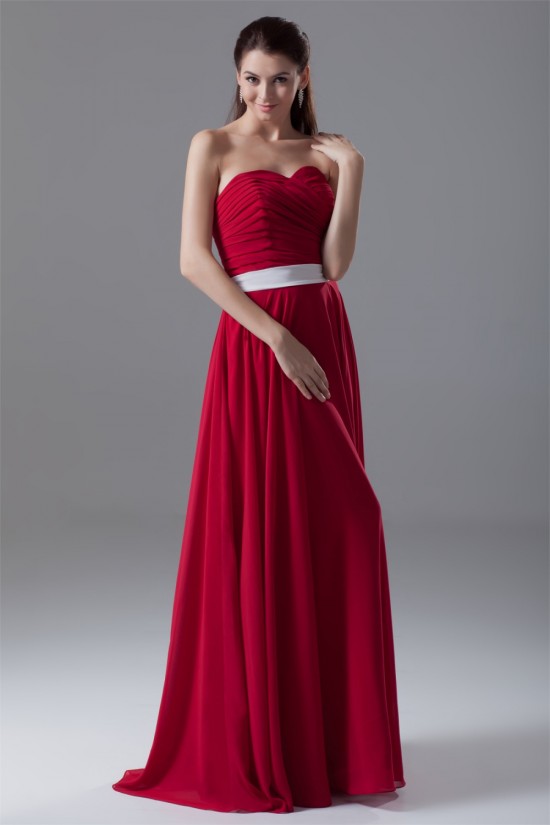 A-Line Sleeveless Floor-Length Chiffon Best Long Red Bridesmaid Dresses 02010189