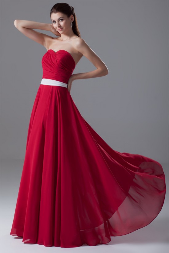 A-Line Sleeveless Floor-Length Chiffon Best Long Red Bridesmaid Dresses 02010189
