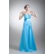 A-Line Floor-Length Sleeveless Satin Handmade Flowers Long Bridesmaid Dresses 02010194