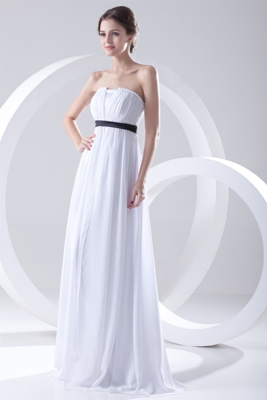 Empire Strapless Chiffon Long White Bridesmaid Dresses Maternity Bridesmaid Dresses 02010198