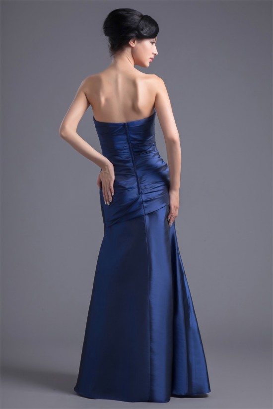 Sleeveless Strapless Taffeta Floor-Length Long Bridesmaid Dresses 02010199