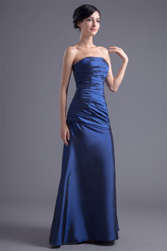 Sleeveless Strapless Taffeta Floor-Length Long Bridesmaid Dresses 02010199