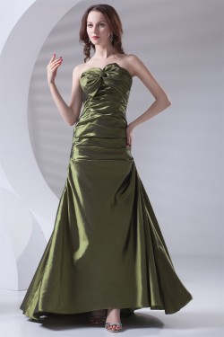 Sleeveless Sweetheart A-Line Taffeta Bows Long Bridesmaid Dresses 02010200