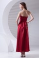 Soft Sweetheart A-Line Pleats Taffeta Sleeveless Long Red Bridesmaid Dresses 02010203