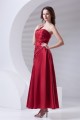 Soft Sweetheart A-Line Pleats Taffeta Sleeveless Long Red Bridesmaid Dresses 02010203