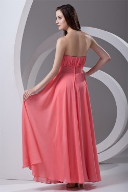 A-Line Strapless Chiffon Long Bridesmaid Dresses 02010205
