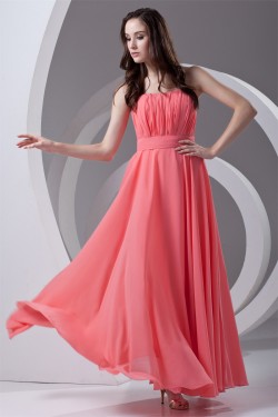 A-Line Strapless Chiffon Long Bridesmaid Dresses 02010205