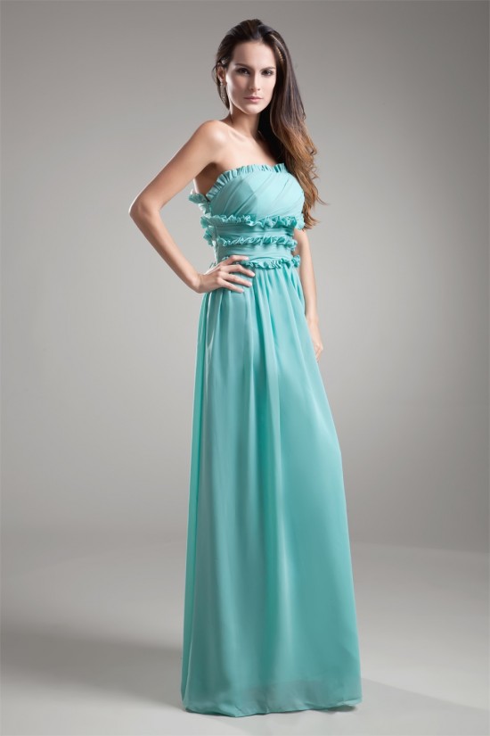 Strapless Floor-Length Chiffon Long Bridesmaid Dresses 02010206