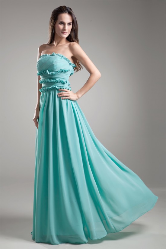 Strapless Floor-Length Chiffon Long Bridesmaid Dresses 02010206