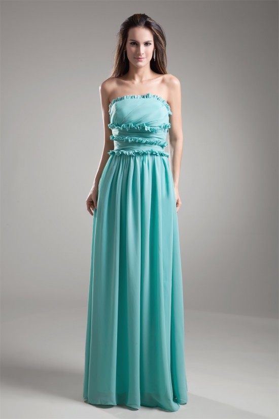 Strapless Floor-Length Chiffon Long Bridesmaid Dresses 02010206