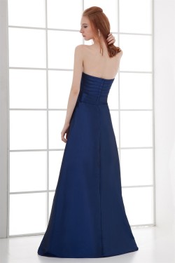 A-Line Sweetheart Pleats Taffeta Floor-Length Sleeveless Long Blue Bridesmaid Dresses 02010210