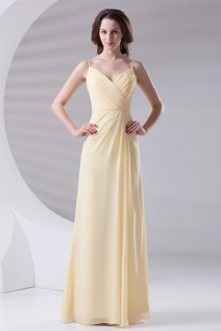 V-Neck Floor-Length Chiffon Spaghetti Strap Long Bridesmaid Dresses 02010212