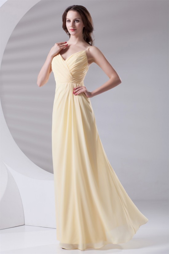 V-Neck Floor-Length Chiffon Spaghetti Strap Long Bridesmaid Dresses 02010212