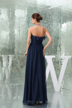 A-Line Halter Sleeveless Chiffon Long Bridesmaid Dresses 02010219