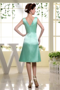 A-Line Short V-Neck Knee-Length Sleeveless Pleats Bridesmaid Dresses 02010226