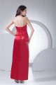 Sleeveless Sheath/Column Ankle-Length Satin Red Bridesmaid Dresses 02010227