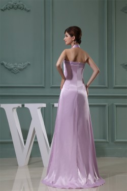 Empire Halter Beaded Silk like Satin Beading Long Bridesmaid Maternity Dresses 02010230