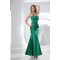 Sleeveless Sweetheart Satin Ruched Ankle-Length Long Green Bridesmaid Dresses 02010232