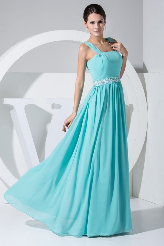 A-Line Square Chiffon Beaded Long Bridesmaid Dresses 02010234