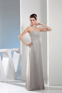 Strapless Chiffon Silk like Satin Ruched Best Long Bridesmaid Dresses 02010235