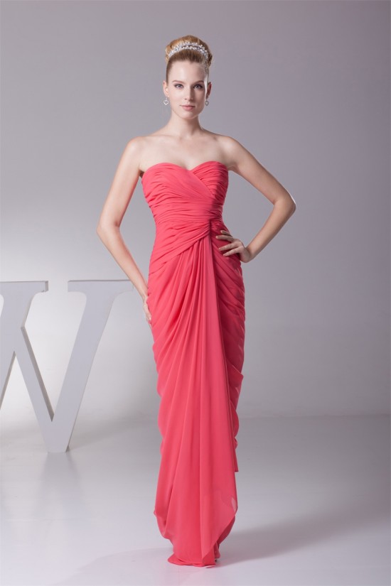 Sweetheart Sheath/Column Chiffon Long Bridesmaid Dresses 02010242