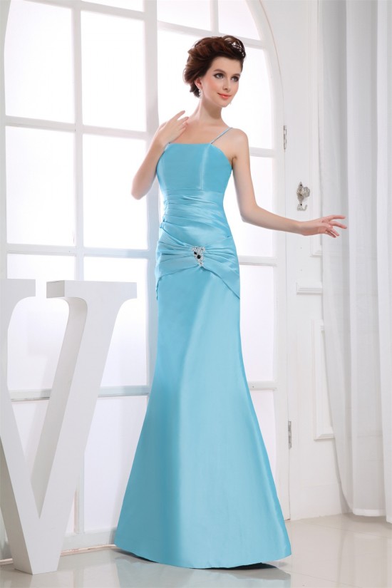 Taffeta Floor-Length Beading Spaghetti Straps Bridesmaid Dresses 02010243