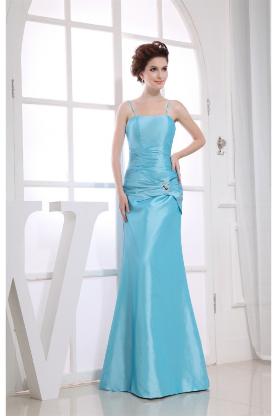 Taffeta Floor-Length Beading Spaghetti Straps Bridesmaid Dresses 02010243