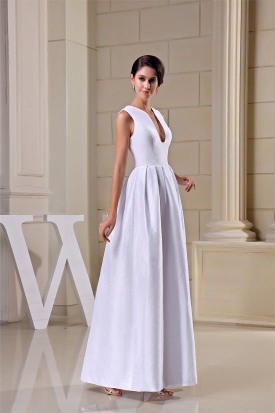 U neck Taffeta Sleeveless Ankle-Length A-Line Long Bridesmaid Dresses 02010246