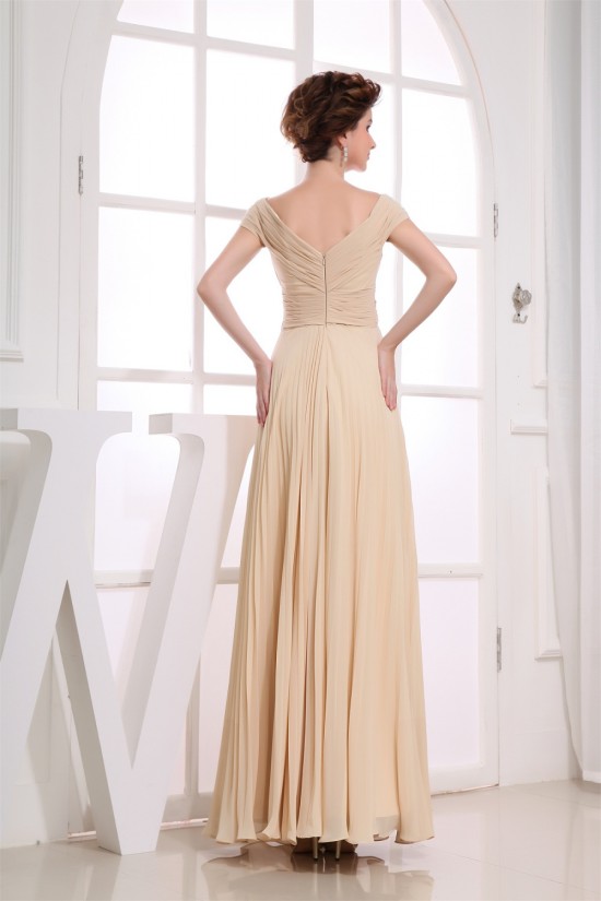 A-Line Capped V-Neck Floor-Length Criss Cross Off-the-Shoulder Long Bridesmaid Dresses 02010247