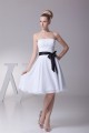 Amazing Pleats Strapless Chiffon Short Black White Bridesmaid Dresses 02010254