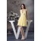 Beading A-Line Halter Sleeveless Chiffon Silk like Satin Short Yellow Bridesmaid Dresses 02010257