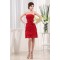 Breathtaking Chiffon Silk like Satin Ruffles Strapless Short Red Bridesmaid Dresses 02010264