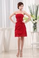 Breathtaking Chiffon Silk like Satin Ruffles Strapless Short Red Bridesmaid Dresses 02010264