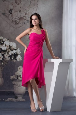 One-Shoulder Sheath/Column Short Chiffon Bridesmaid Dresses 02010270