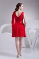 A-Line V-Neck Short Red Chiffon Bridesmaid Dresses 02010276