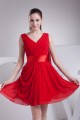 A-Line V-Neck Short Red Chiffon Bridesmaid Dresses 02010276