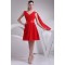 A-Line V-Neck Short Red Chiffon Bridesmaid Dresses 02010276