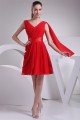 A-Line V-Neck Short Red Chiffon Bridesmaid Dresses 02010276