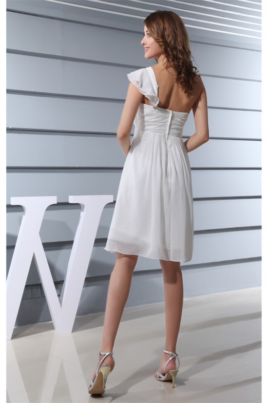 Empire One-Shoulder Short White Ruffles Bridesmaid Dresses 02010277 Empire One-Shoulder Short White Ruffles Bridesmaid Dresses 02010277