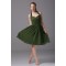 A-Line Halter Knee-Length Criss Cross Sleeveless Short Green Bridesmaid Dresses 02010282