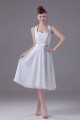A-Line Halter Fixed Belt Tea Length Sleeveless Short White Bridesmaid Dresses 02010289 A-Line Halter Fixed Belt Tea Length Sleeveless Short White Bridesmaid Dresses 02010289