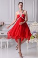 A-Line Halter Chiffon Asymmetrical Beaded Short Red Bridesmaid Dresses 02010293