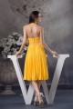 Halter Under Knee Beading A-Line Chiffon Short Yellow Evening/Bridesmaid Dresses 02010296