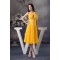 Halter Under Knee Beading A-Line Chiffon Short Yellow Evening/Bridesmaid Dresses 02010296