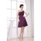 Knee-Length A-Line Criss Cross Elastic Woven Satin Short Purple Bridesmaid Dresses 02010301