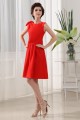Knee-Length High-Neck A-Line Ruffles Short Red Bridesmaid Dresses 02010304